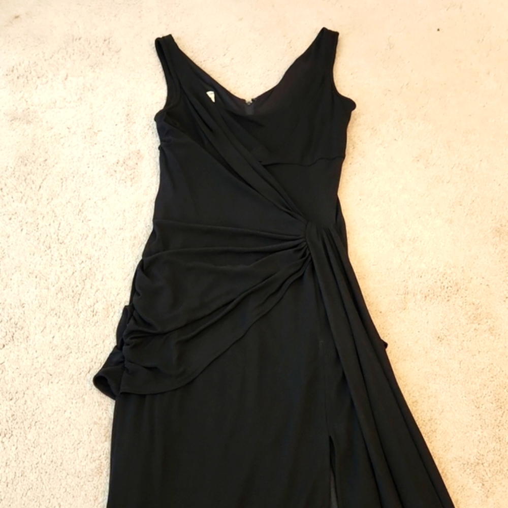 Tadashi black long drape dress 2